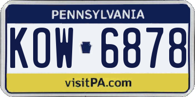 PA license plate KOW6878