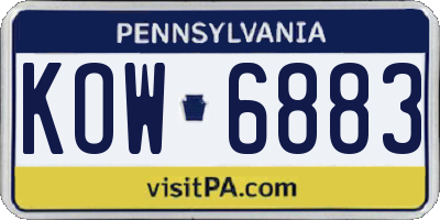 PA license plate KOW6883
