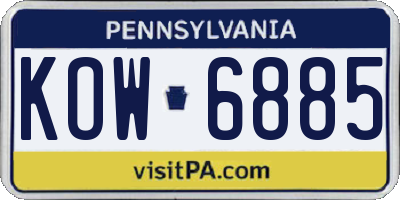 PA license plate KOW6885