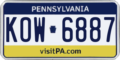 PA license plate KOW6887