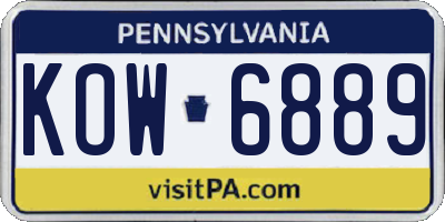 PA license plate KOW6889