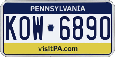PA license plate KOW6890