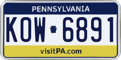 PA license plate KOW6891