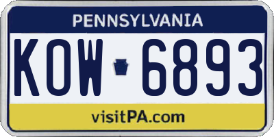 PA license plate KOW6893