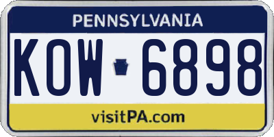 PA license plate KOW6898