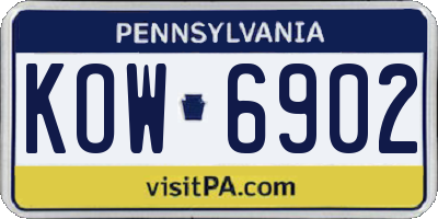 PA license plate KOW6902