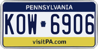 PA license plate KOW6906