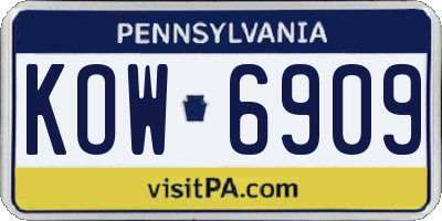 PA license plate KOW6909