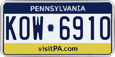 PA license plate KOW6910