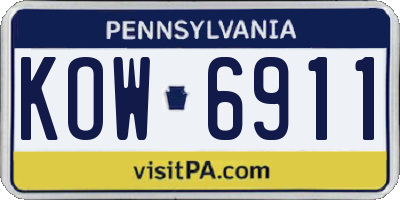 PA license plate KOW6911