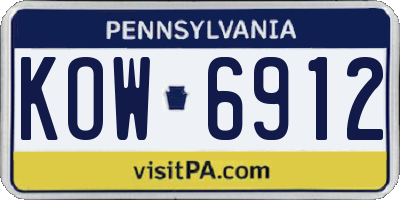 PA license plate KOW6912