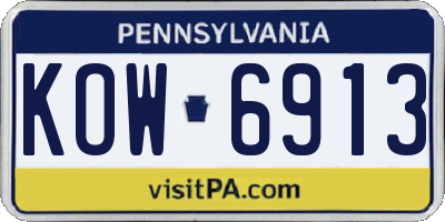 PA license plate KOW6913