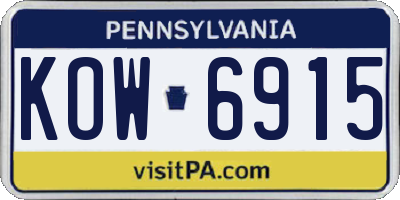 PA license plate KOW6915