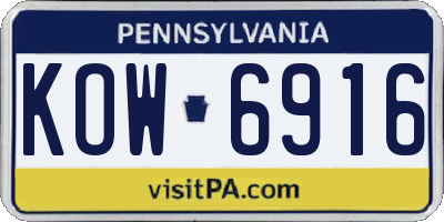 PA license plate KOW6916