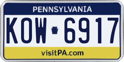 PA license plate KOW6917