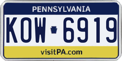 PA license plate KOW6919