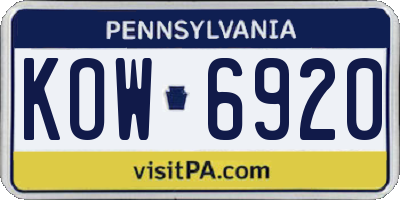PA license plate KOW6920