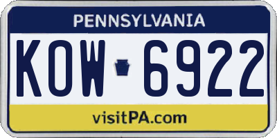 PA license plate KOW6922