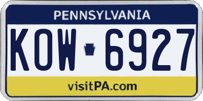 PA license plate KOW6927