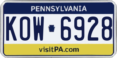 PA license plate KOW6928