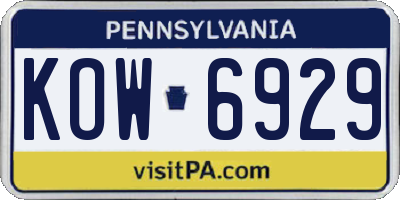 PA license plate KOW6929