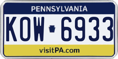 PA license plate KOW6933