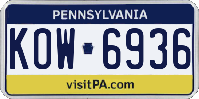 PA license plate KOW6936