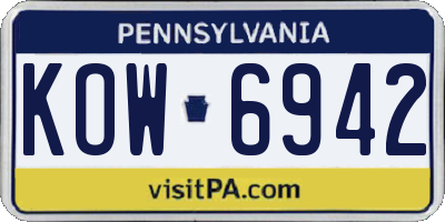PA license plate KOW6942