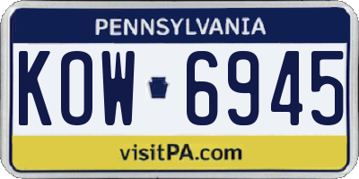 PA license plate KOW6945