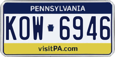 PA license plate KOW6946