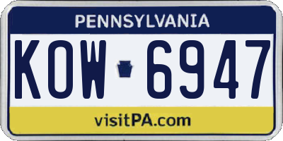 PA license plate KOW6947
