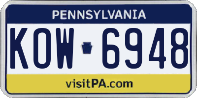 PA license plate KOW6948