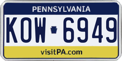 PA license plate KOW6949