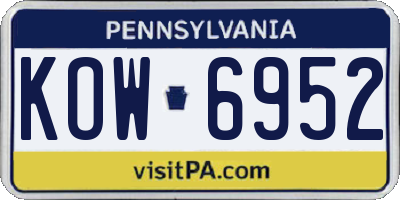 PA license plate KOW6952