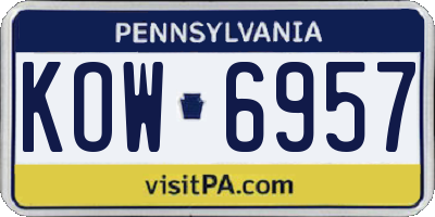 PA license plate KOW6957