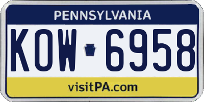 PA license plate KOW6958