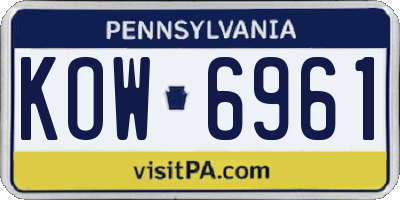 PA license plate KOW6961