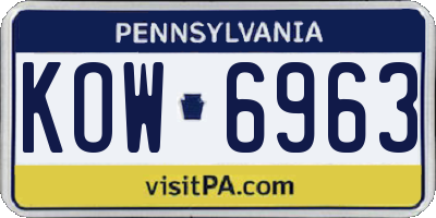 PA license plate KOW6963