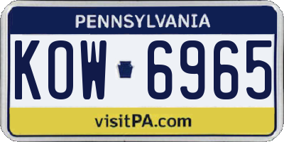 PA license plate KOW6965