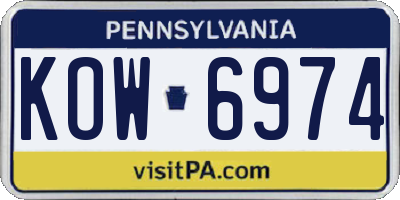 PA license plate KOW6974