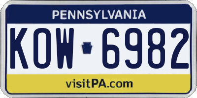 PA license plate KOW6982
