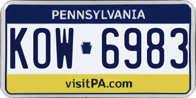 PA license plate KOW6983