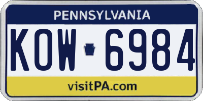 PA license plate KOW6984