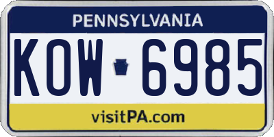PA license plate KOW6985