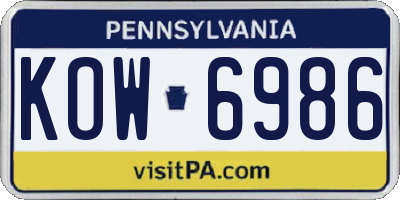 PA license plate KOW6986