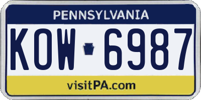 PA license plate KOW6987