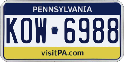 PA license plate KOW6988