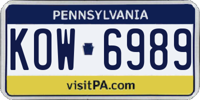 PA license plate KOW6989