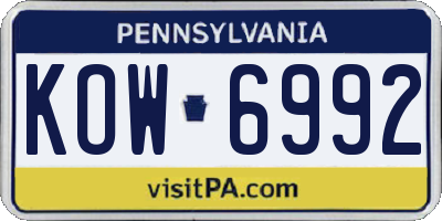 PA license plate KOW6992