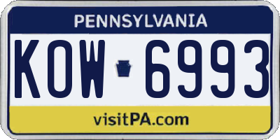 PA license plate KOW6993